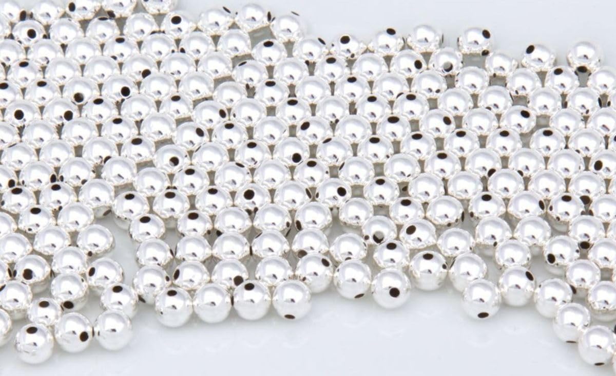 200pcs Adabele Real 925 Sterling Silver 2mm Tiny Seamless Round Bead