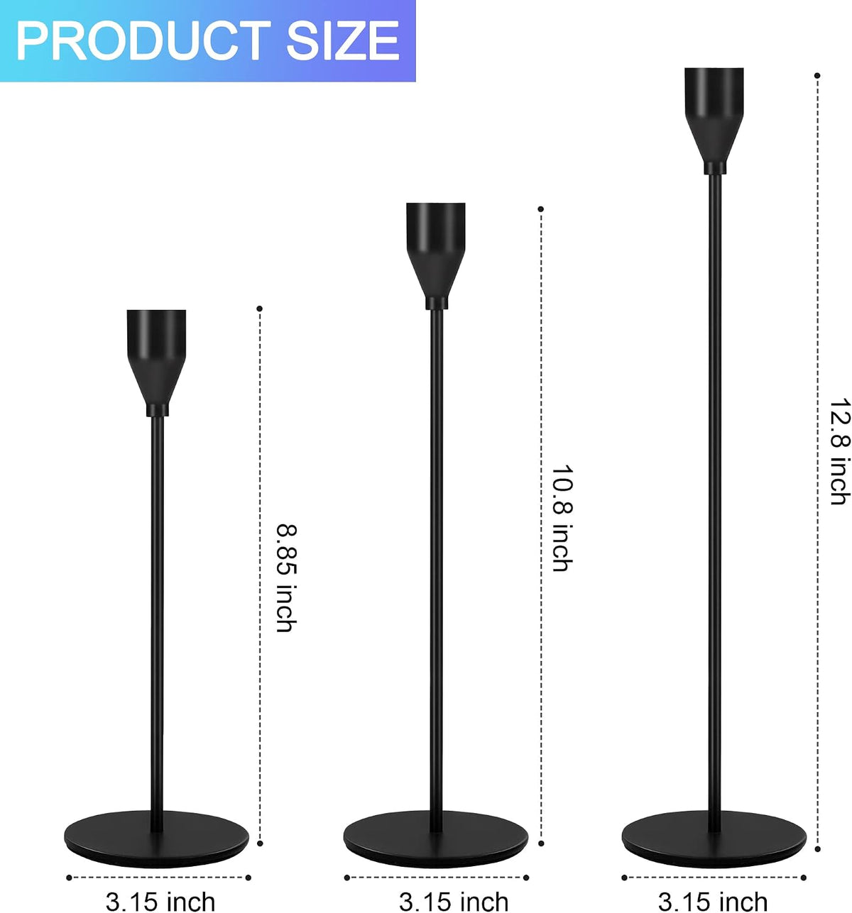 24Pcs Candle Holders, Black Candlestick Holder in Bulk Taper Candle Holders f...