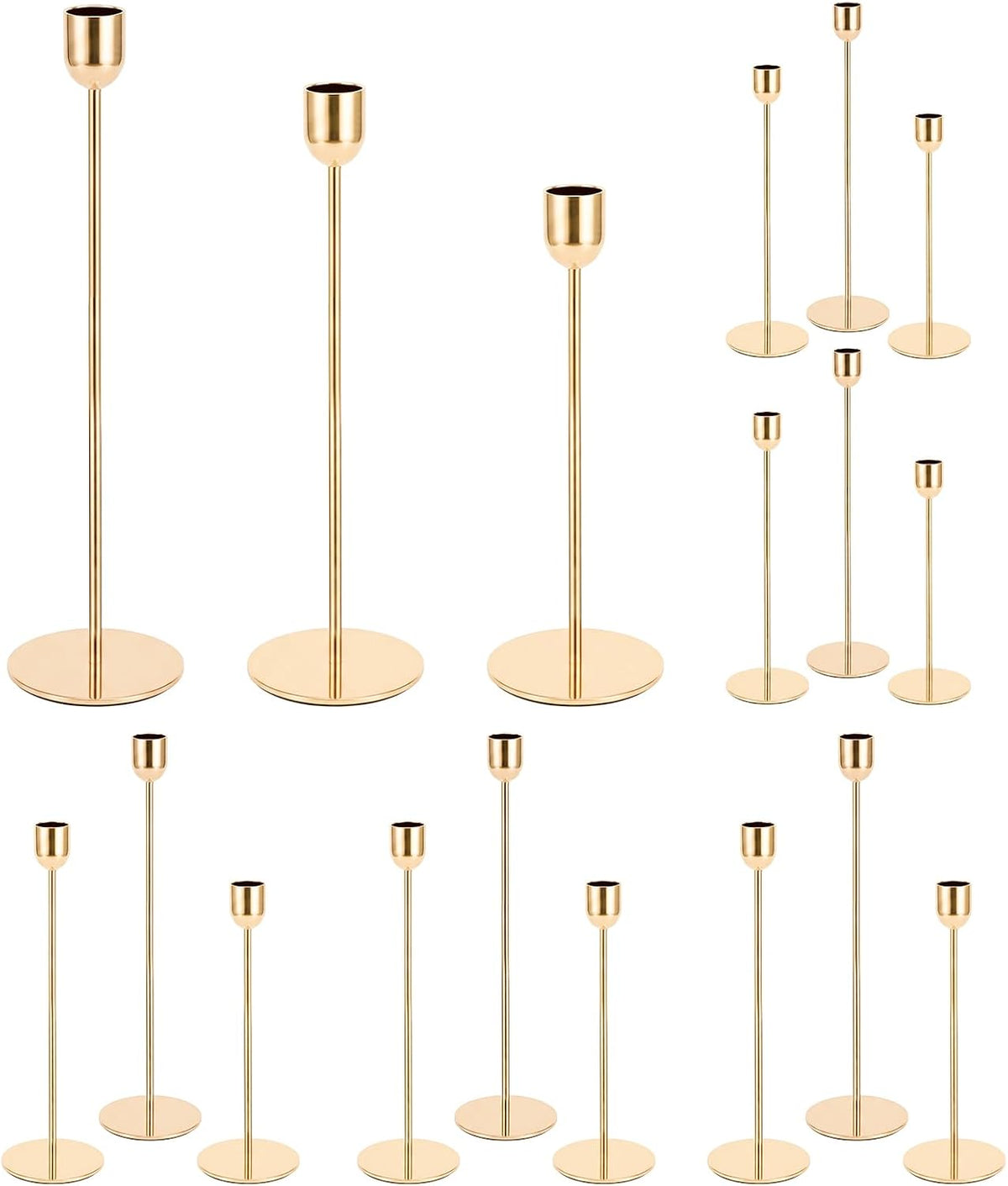 18Pcs Gold Candlestick Holders, Metal Tall Taper Candle Stick Holder