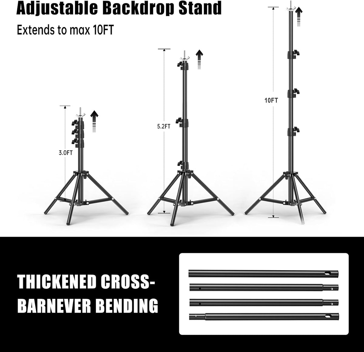 10x20FT Backdrop Support Stand for Photography,Adjustable Width & Length ...