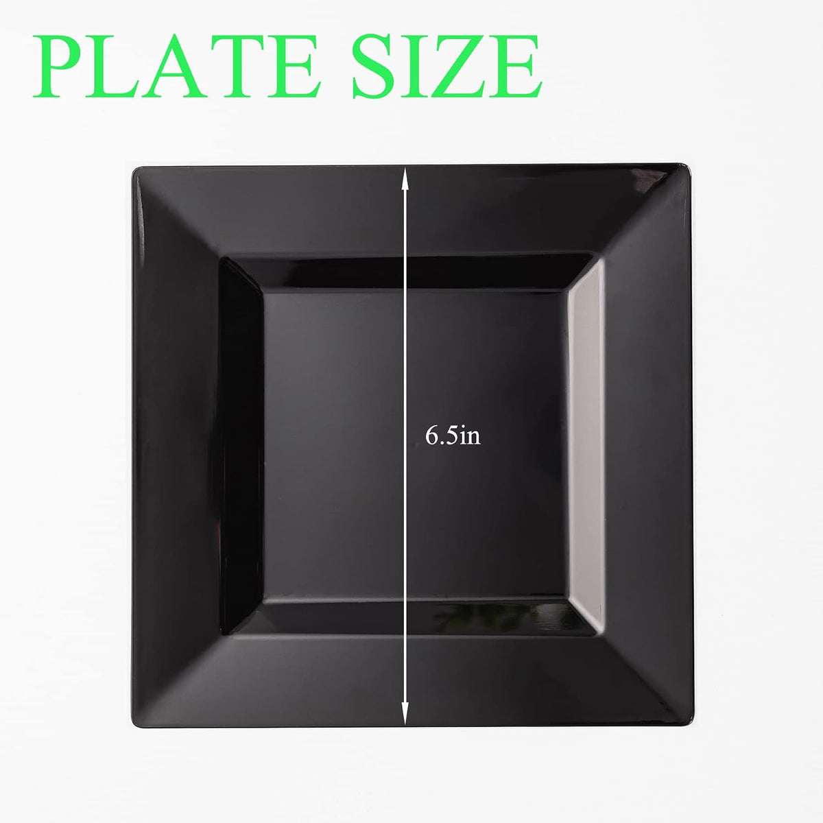 100 Pack Black Plastic Square Dessert Plates, 6.5" Disposable Salad Plates