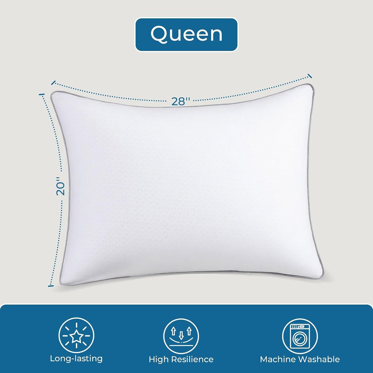 Sasttie Firm Pillows Queen Size Set of 4, Bed Pillows for Side, Back, and Sto...