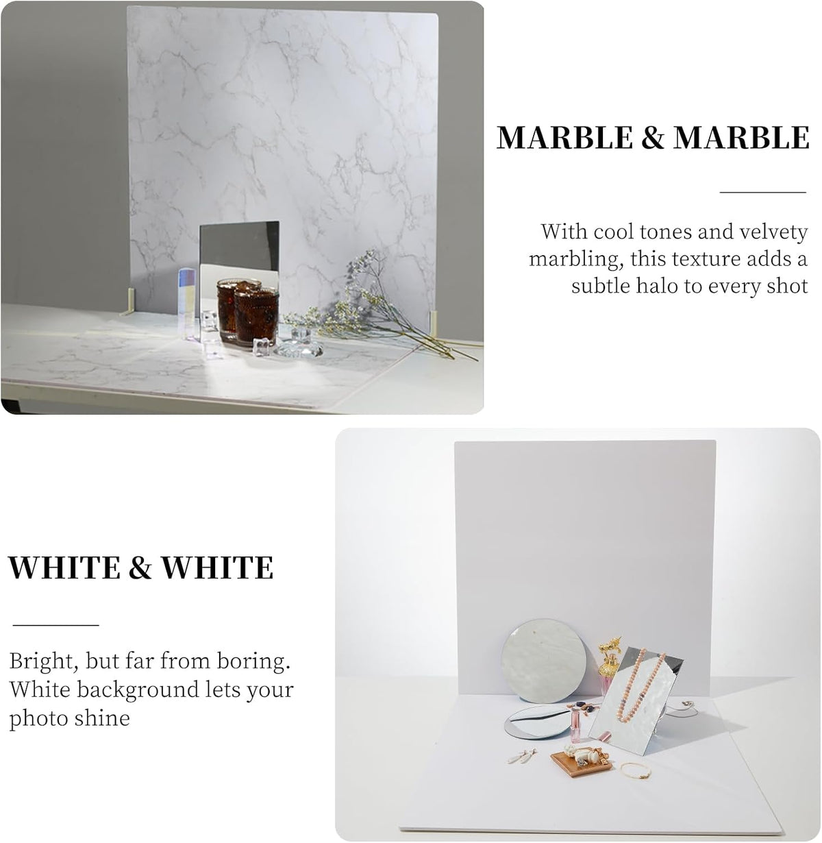 2 PCS Boards Photo Backdrop 2 Marbles Texture for Flat Lay, Food Photography ...