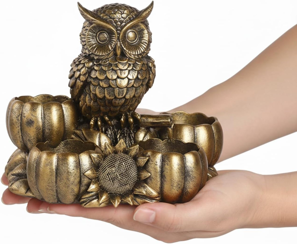Gold Animal Candle Holders - Owl Vintage Rustic Pedestal Candlesticks, Harves...