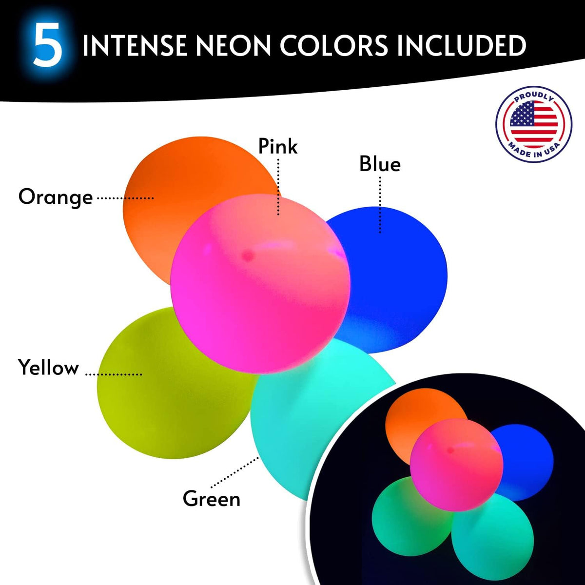 Glow King Black Light Reactive Neon Balloons | Glow In The Dark Latex Balloon...