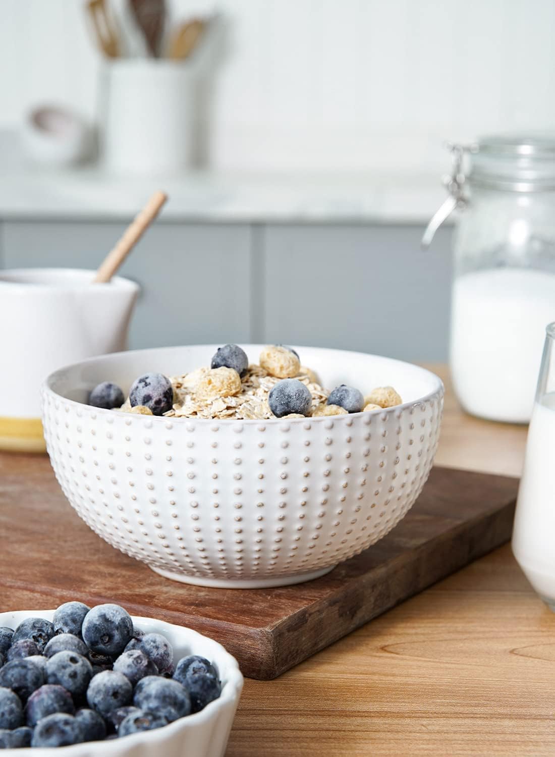 LE TAUCI Cereal bowls 26 oz, Ceramic Soup Bowl for Kitchen, Embossment Stonew...
