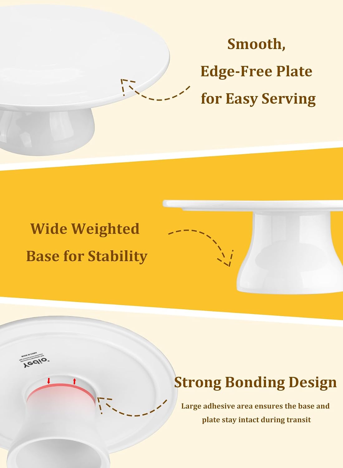 Porcelain Cake Stand, 10 in Round Cake Dessert Display Stands, White