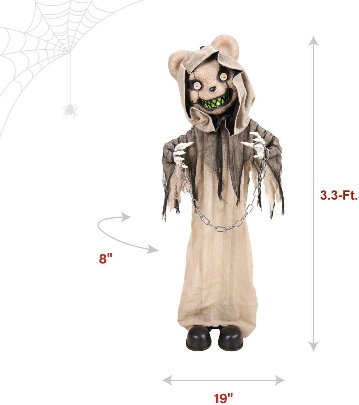 Haunted Hill Farm 3.3-Ft. Burlap Bear Halloween Animatronic