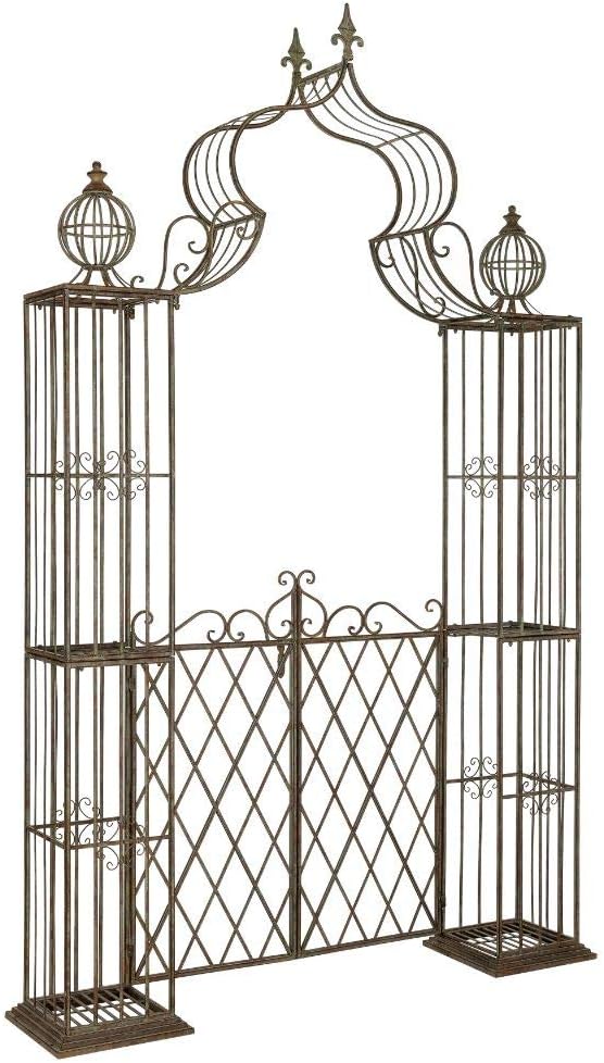 SAFAVIEH Outdoor Beatrix Metal Garden Arbor, 107.8" Rustic Blue PAT5012A