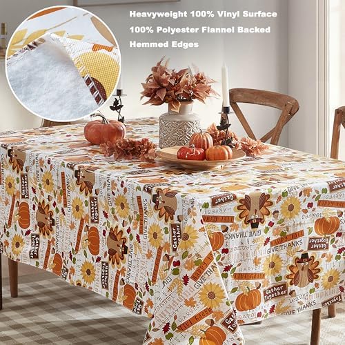 Newbridge Happy Thanksgiving Turkey 60x120 Inch Rectangle Vinyl Tablecloth