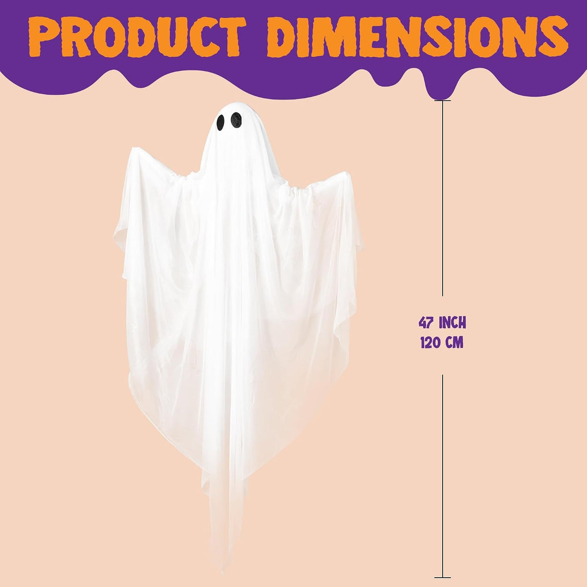 JOYIN Halloween Hanging Light up Ghost, 47” White Ghosts with Warm White LED ...