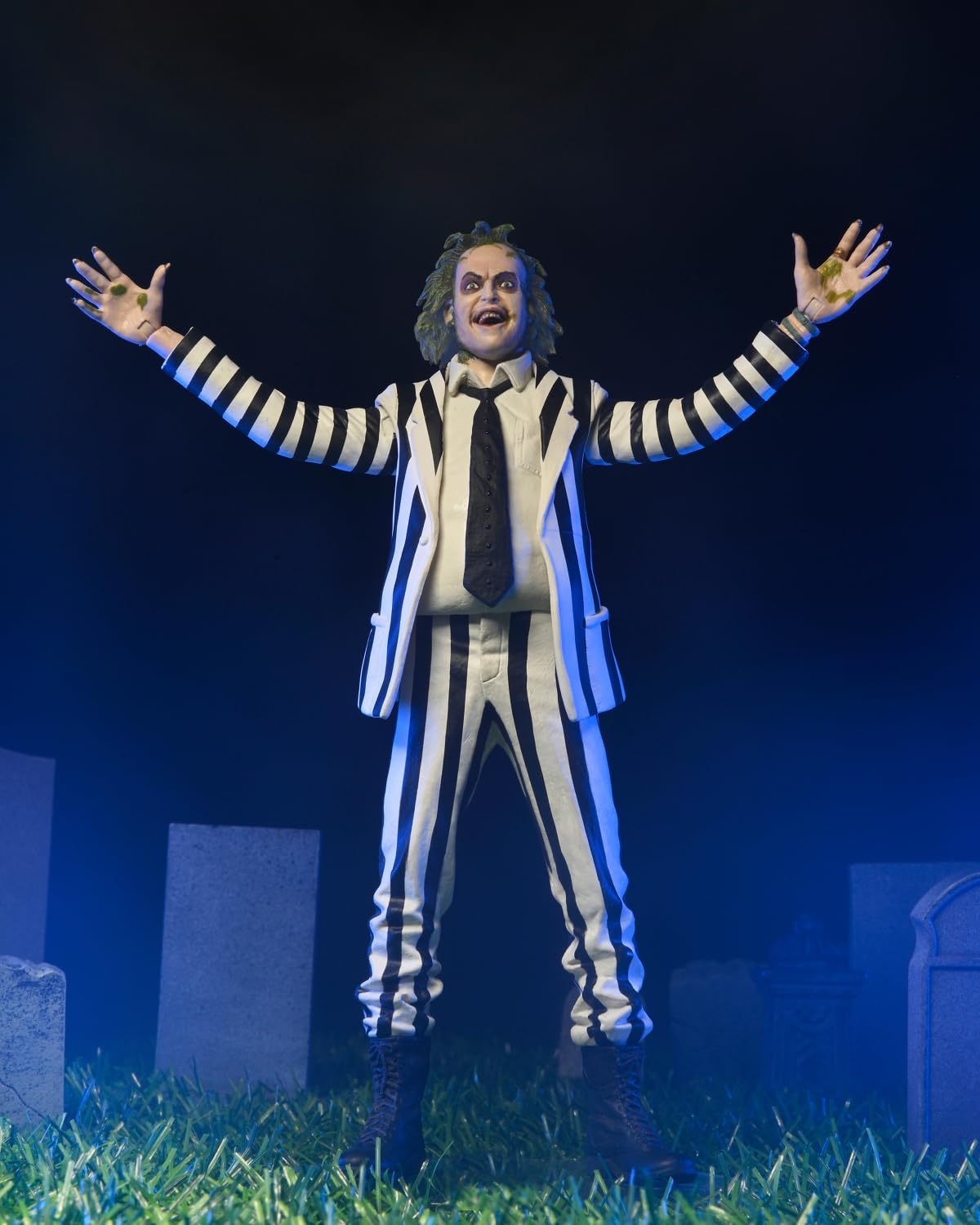 NECA Beetlejuice (1988) - 7" Scale Action Figure – Black and White Strip...
