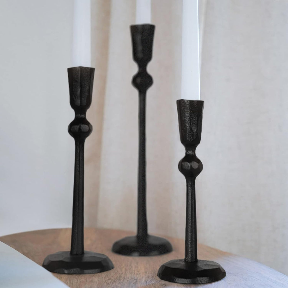 Iron Taper Candle Holder - Set of 3 Decorative Candle Stand