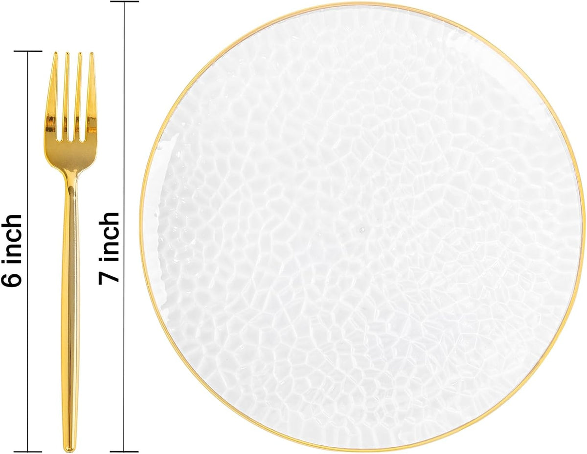 DaYammi 240Pcs Gold Plastic Plates Including 120Pcs Dessert Plates and 120Pcs...