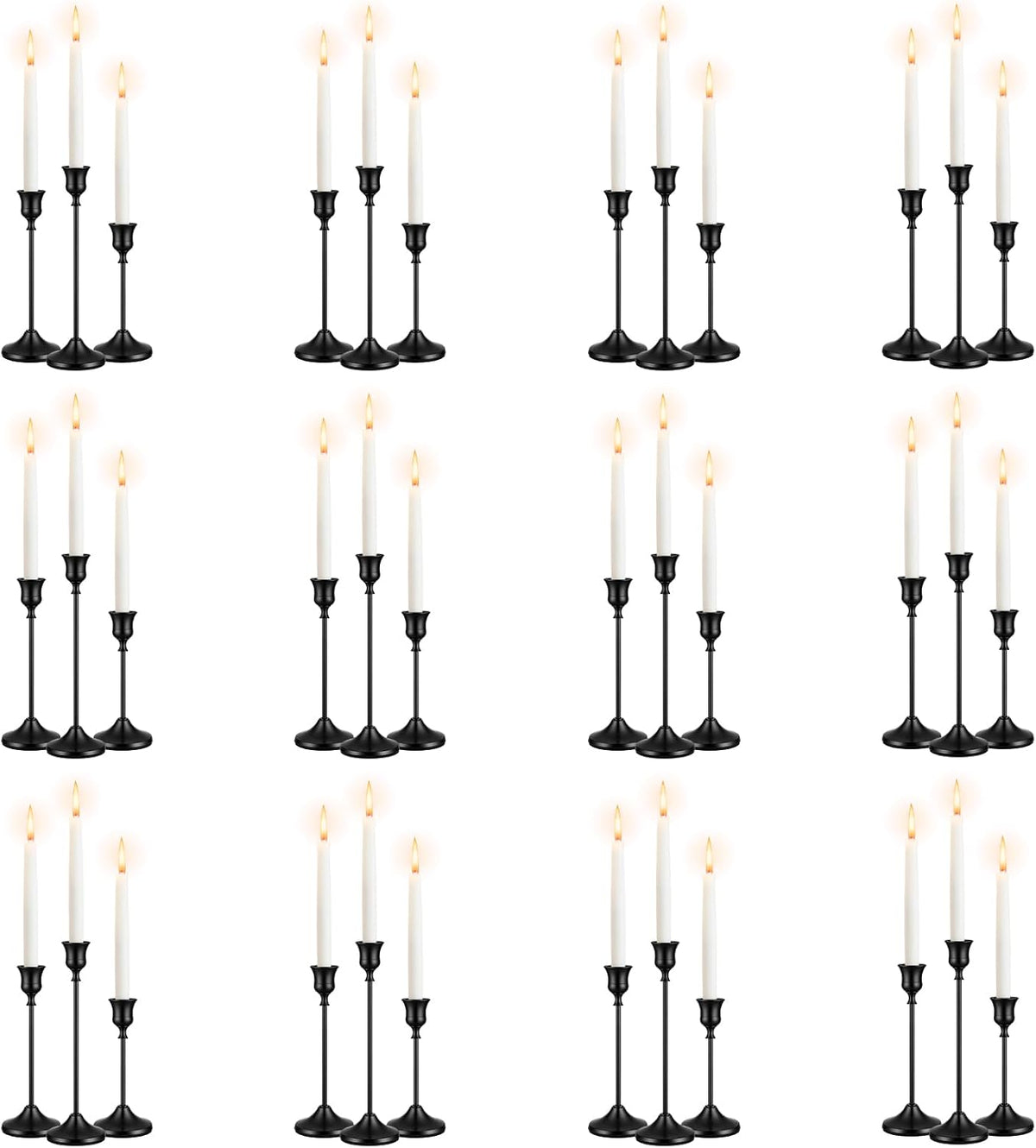 36 PCS Black Metal Taper Candle Holders Set,Brass Vintage Metal Candlestick