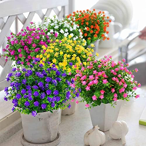 24 Bundles Outdoor Artificial Flowers UV Resistant Fake Boxwood Plants, Faux ...