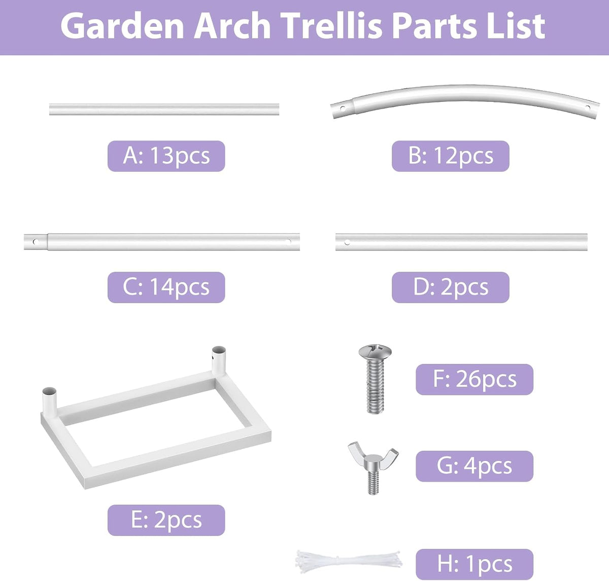 Sunexinlo Garden Arch Trellis with Base, 5.3'W x 7.6'H or 7.9'W x...