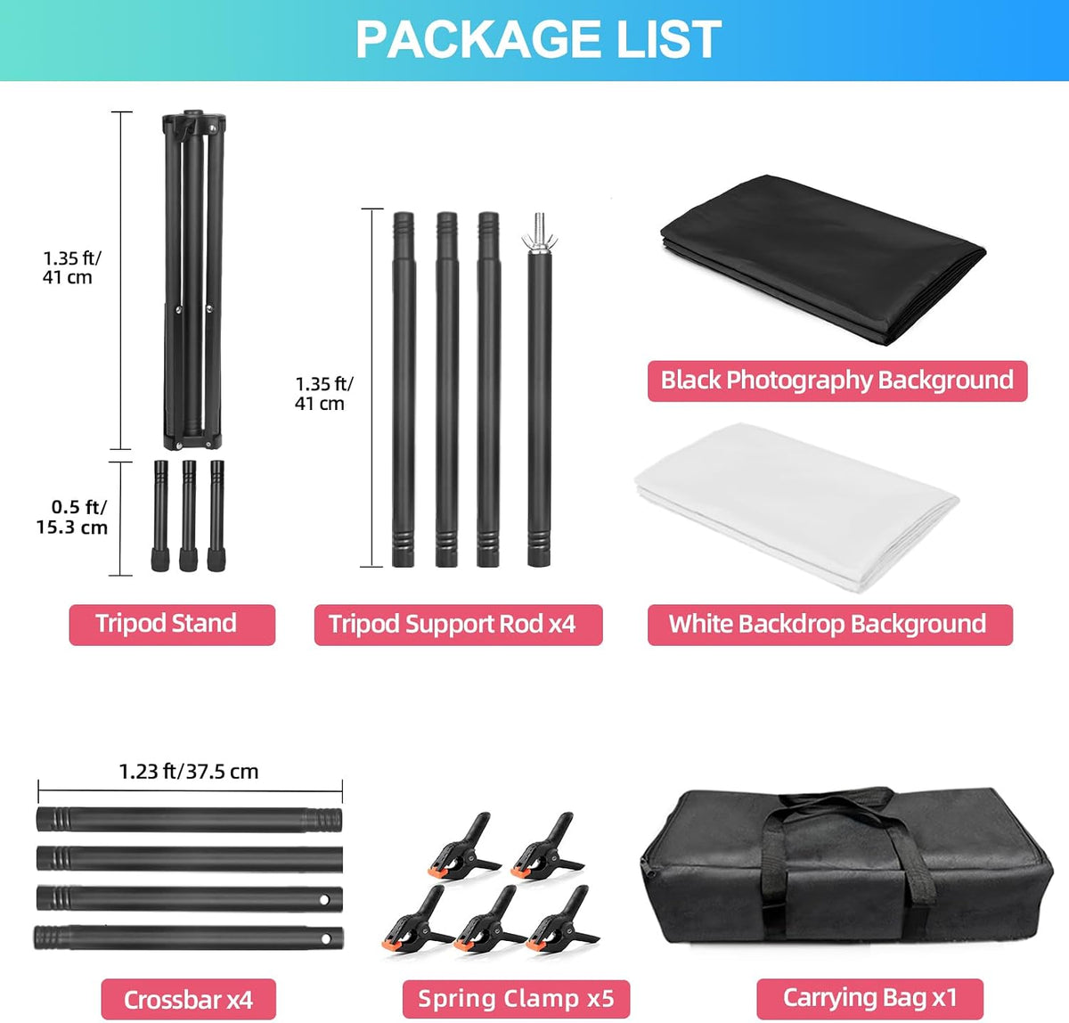 Black White Backdrop Screen with Stand Kit for Photo Video Studio Filming 5X7...