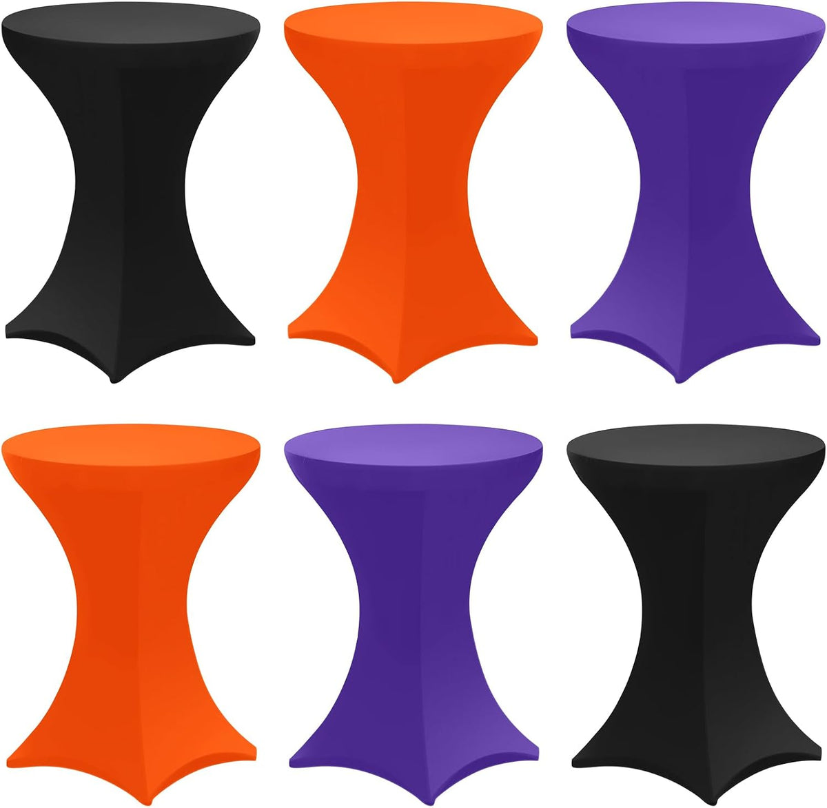 Preboun 6 Pack Cocktail Table Covers, 32 x 43 Inch, Black Orange Purple