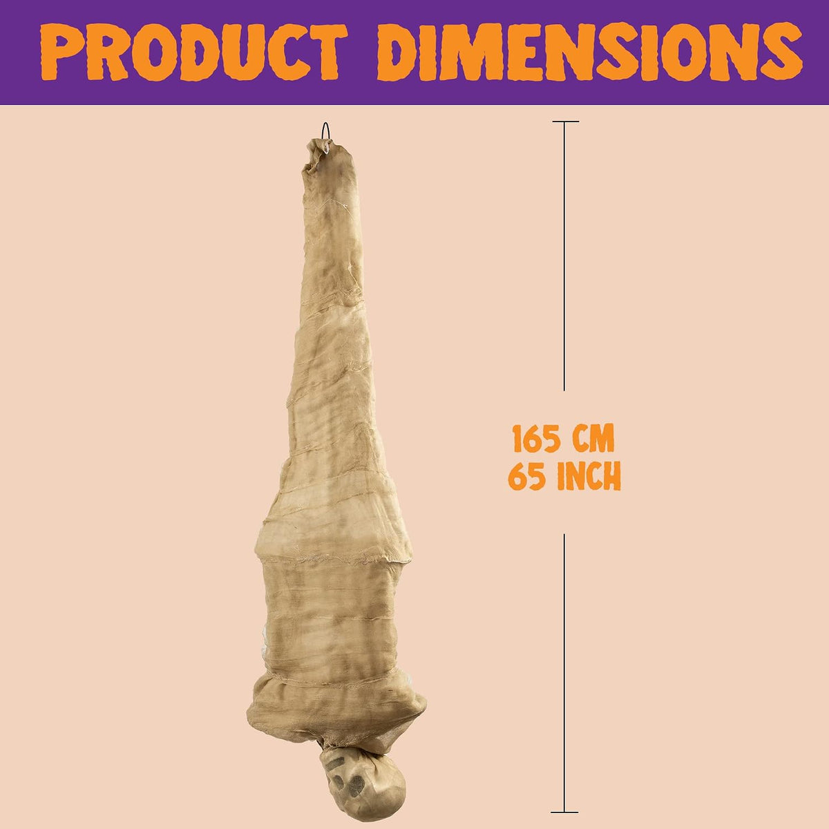 JOYIN 65" Halloween Decoration Cocoon Corpse, Animated Hanging Dead Body...