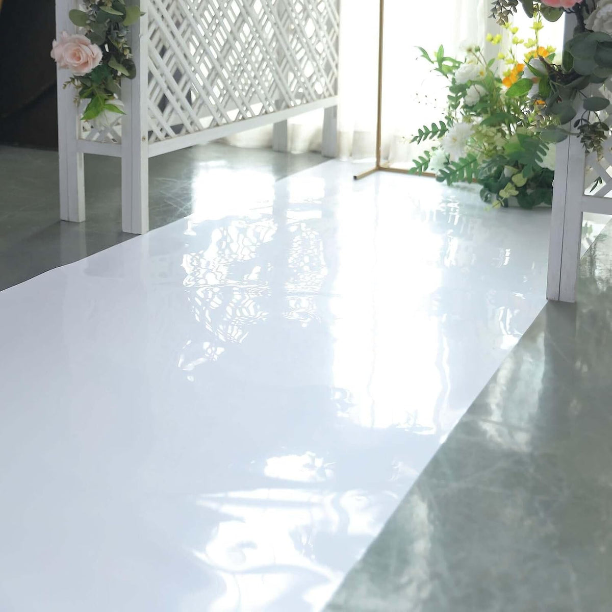 Efavormart 3ft x 65ft White Glossy Aisle Runner - Reflective Non-Woven Floor ...