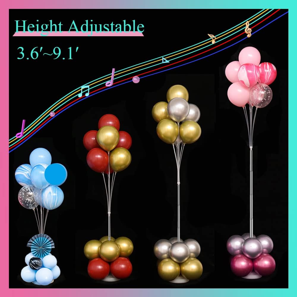 Decojoy 4 Set Balloon Stand Kit, 9 Feet Adjustable Balloon Arch for Floor, Ba...