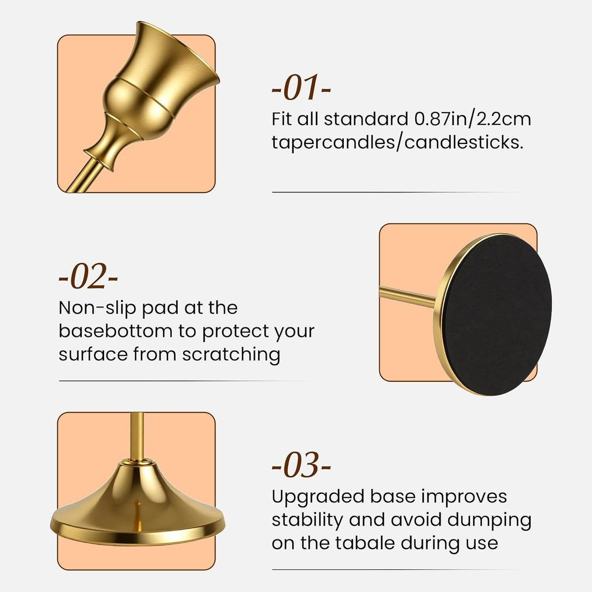 12PCS Candle Holders Vintage Centerpiece Candlestick Holder