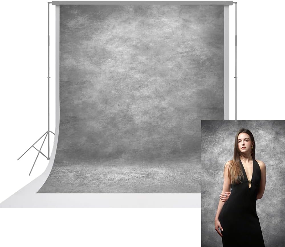 UrcTepics 8x10ft Grey Polyester Portraits & Headshots Backdrop, No Stand