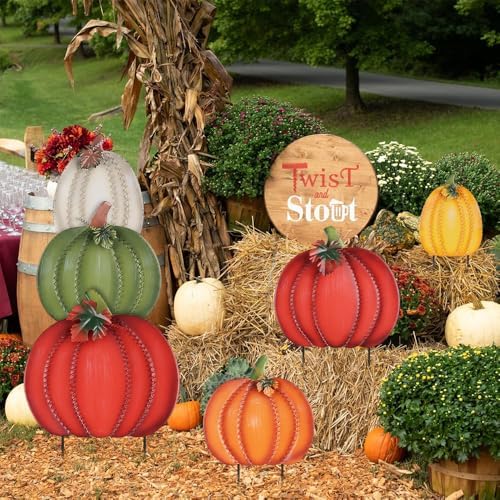 PHITRIC Fall Decorations Outdoor, 34" 2PCS Decorative Garden Stakes with...