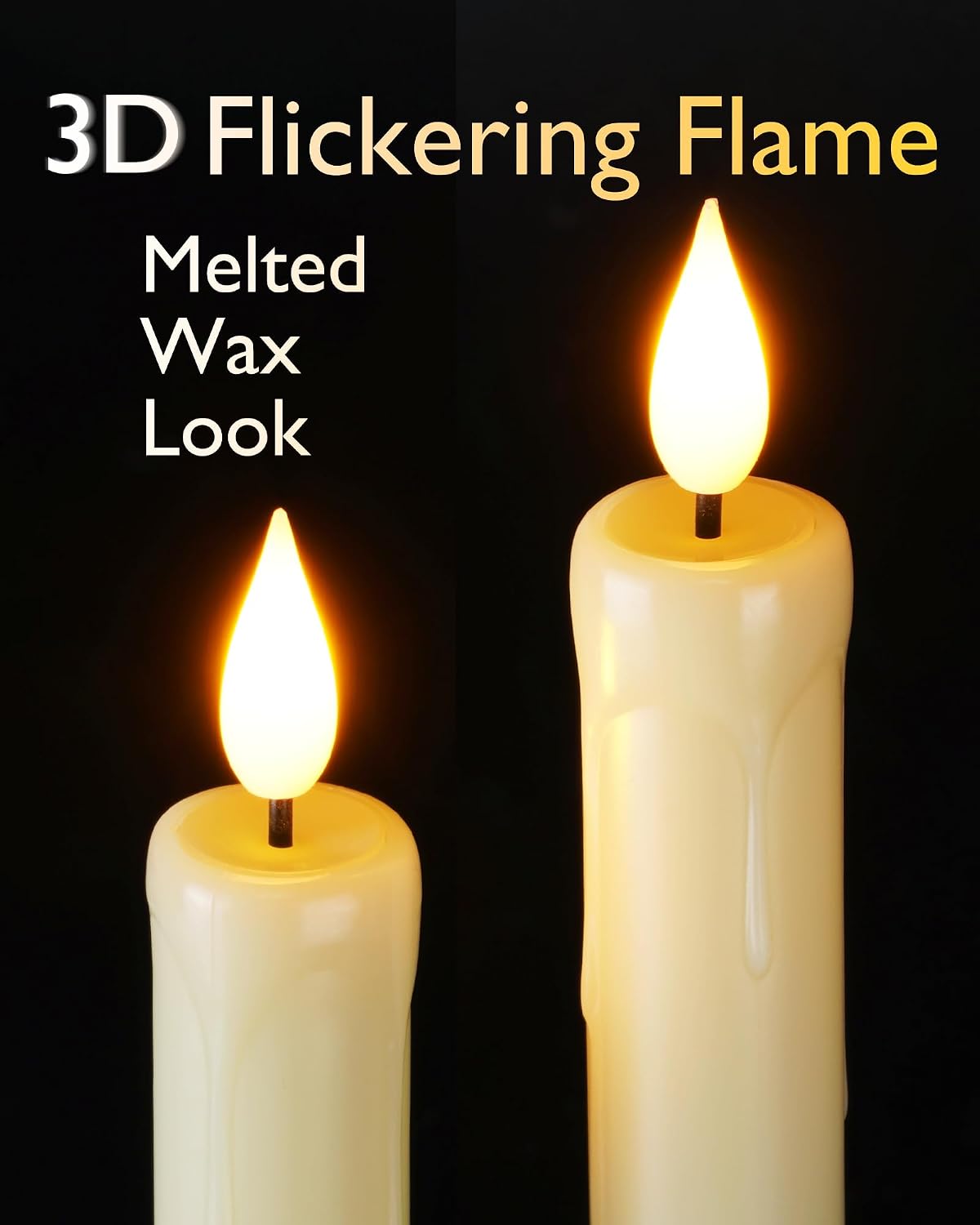 Homemory 12 Pcs Plastic Flameless Taper Candles with Remote Timer Dimmer, Ivo...