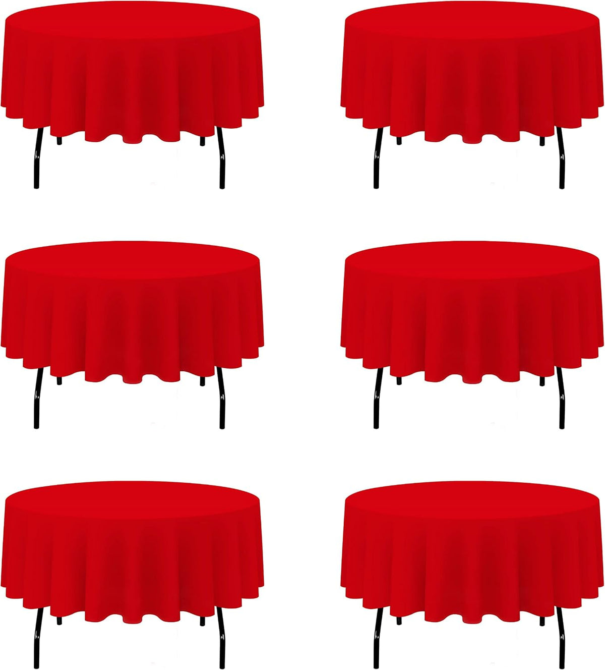 BRILLMAX 6 Pack Red Round Tablecloths 70 Inch for 30"-48" Tables