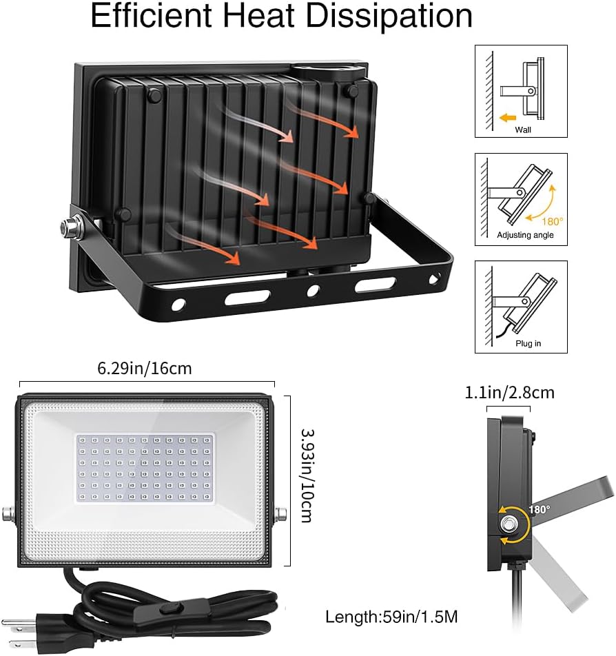 Onforu 60W LED Black Light, Blacklight for Glow Party with Plug, 2 Pack