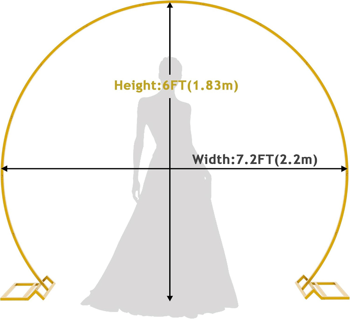 Fomcet Round Backdrop Stand Gold 7.2ft Circle Arch Large Metal Wedding Arch