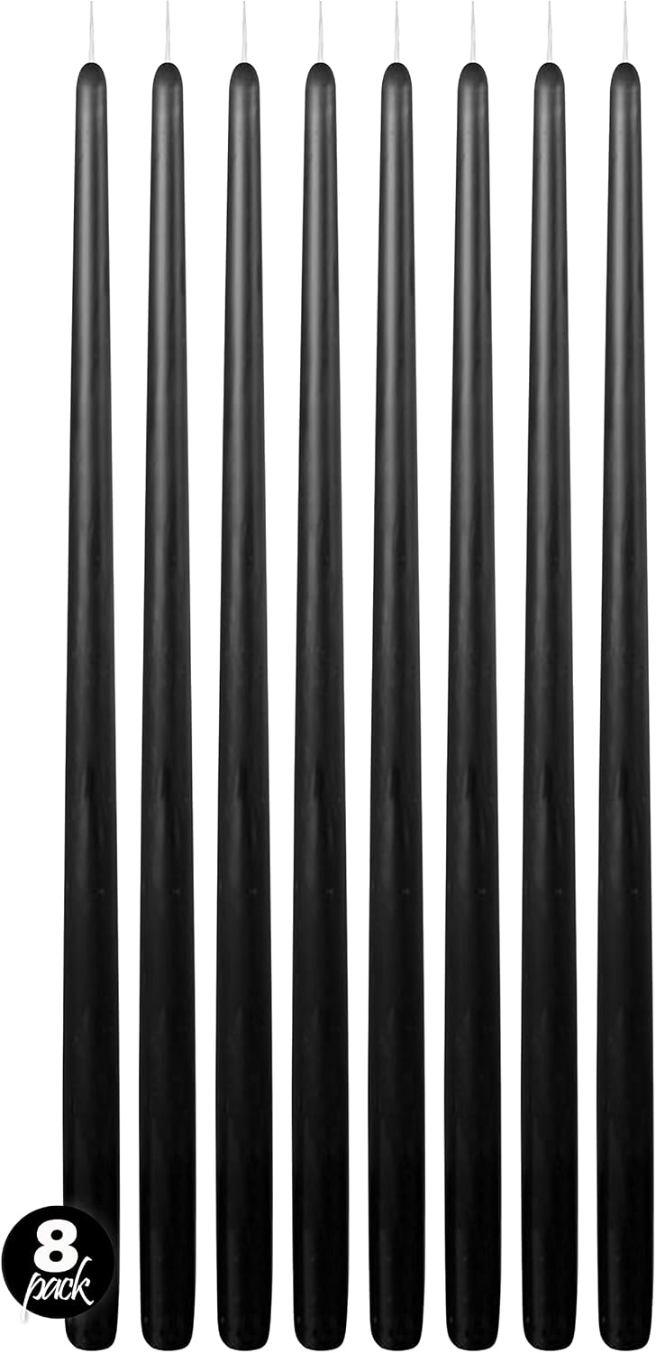 Hyoola Tall Taper Candles - 20 Inch Black Unscented Dripless Taper Candles - ...