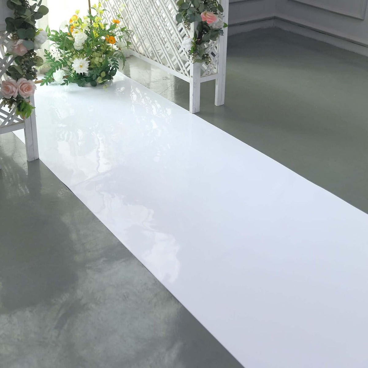 Efavormart 3ft x 65ft White Glossy Aisle Runner - Reflective Non-Woven Floor ...
