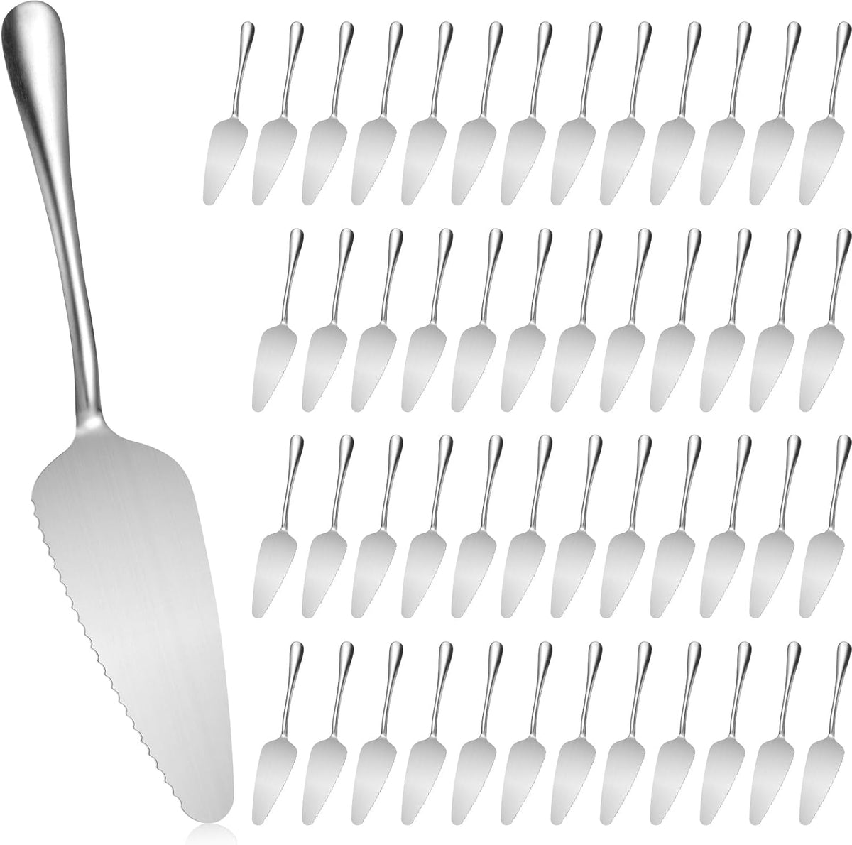 Baderke 50 Pcs Pie Server Pizza Cake Spatula Stainless Steel Serrated