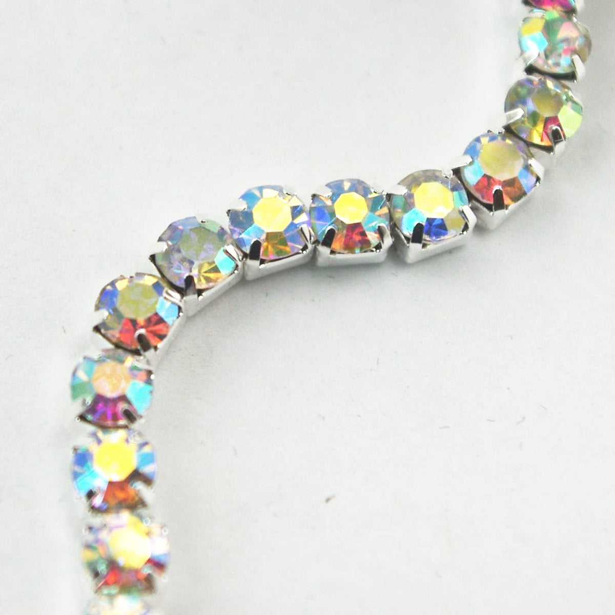 10 Yard Crystal AB Rhinestone Close Chain Clear Trim Sewing Craft (Silver, 5mm)