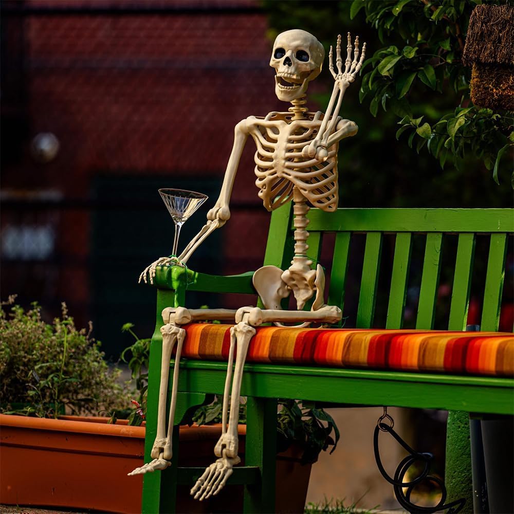 Halloween Skeletons Decorations - 5.4FT Life Size Posable Skeletons, Realisti...