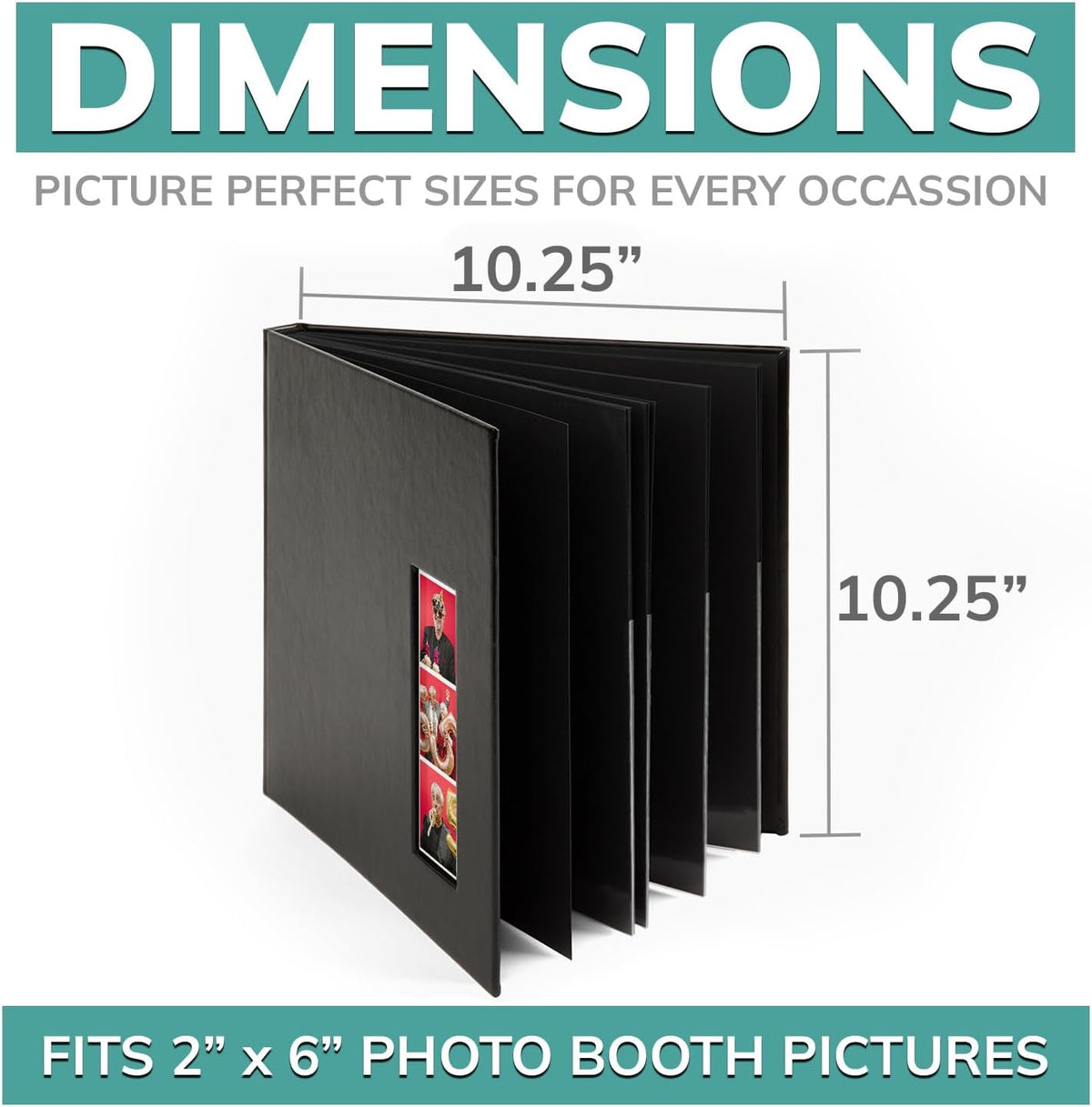 pbf Photo Booth Guest Book, 2x6 Photo Strip Scrapbook Album, Black, 1-Pack