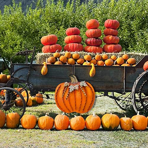 Fall Outdoor Decor Metal Pumpkin Garden Stakes Autumn Decorative Yard Sign