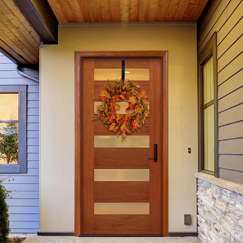 Fall Halloween Wreath for Front Door 24 inch Autumn Leaves Pumpkin