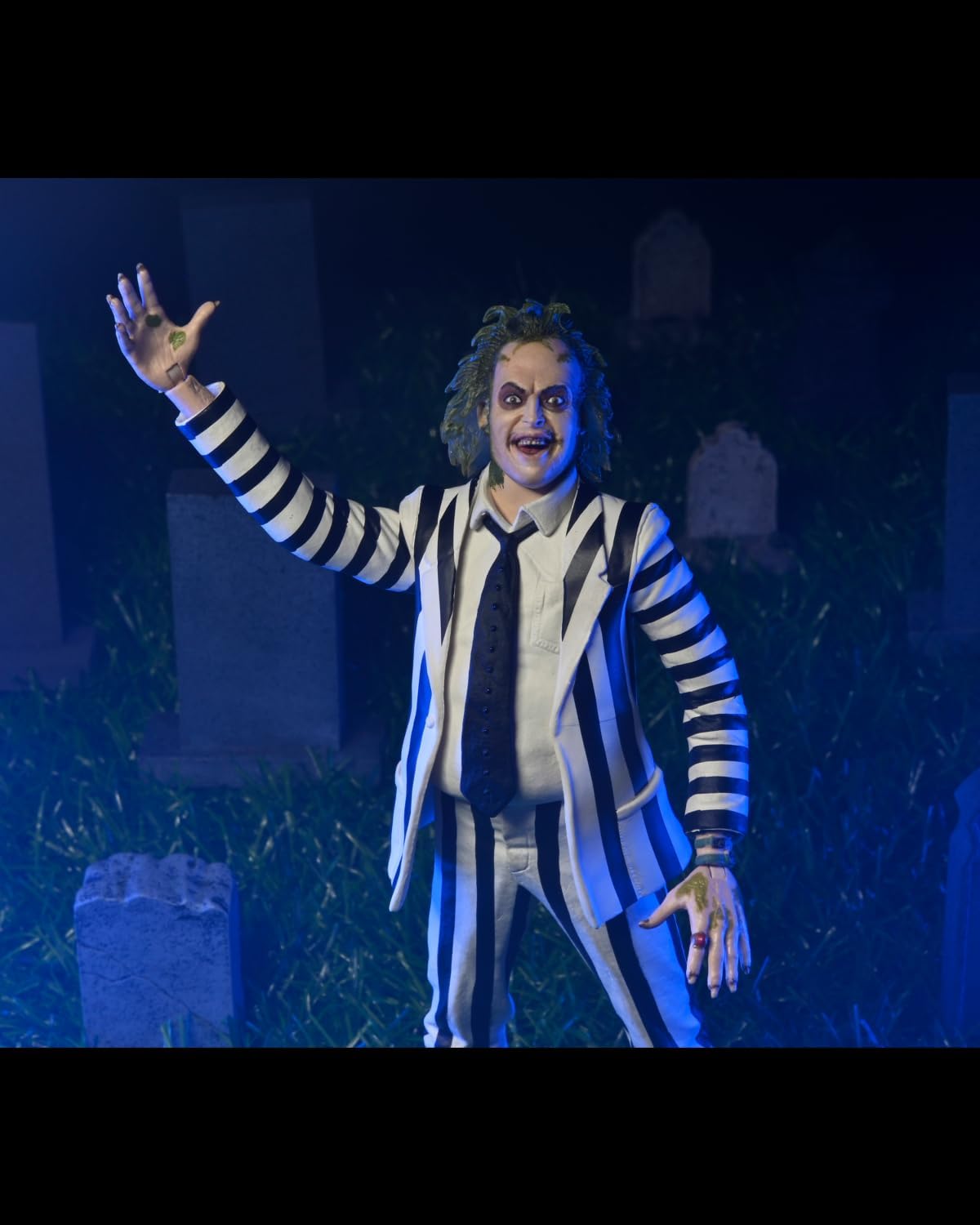 NECA Beetlejuice (1988) - 7" Scale Action Figure – Black and White Strip...