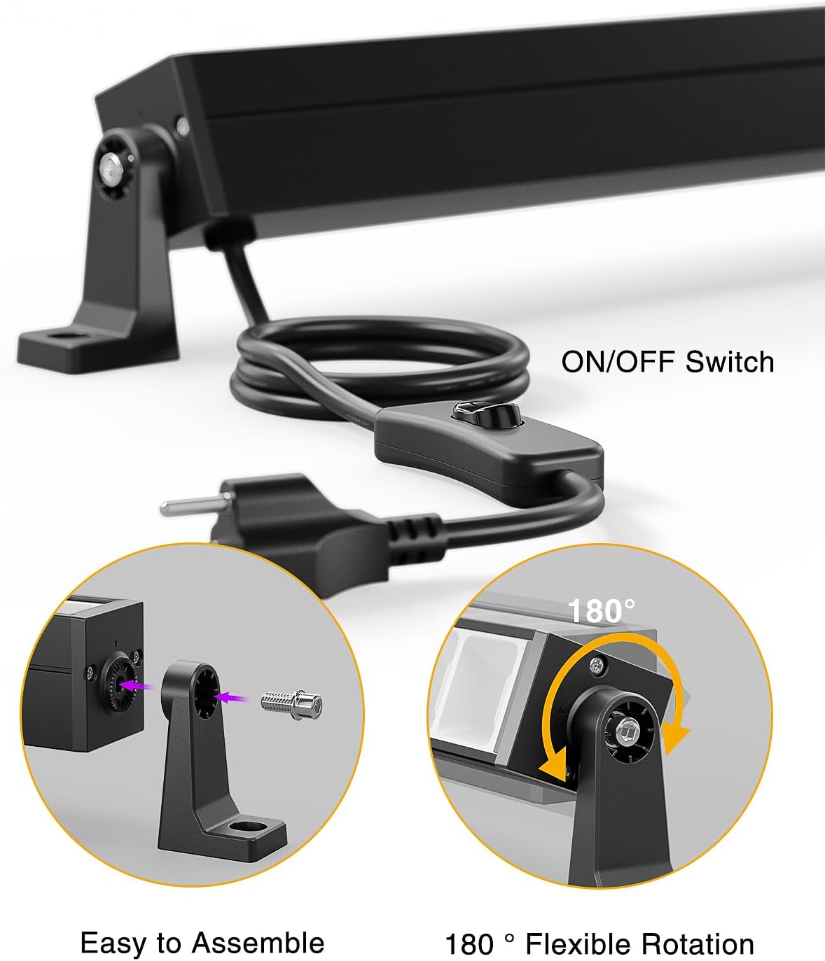 Onforu 4 Pack 42W LED Black Lights, Blacklight Bars with Plug and Switch, Glo...