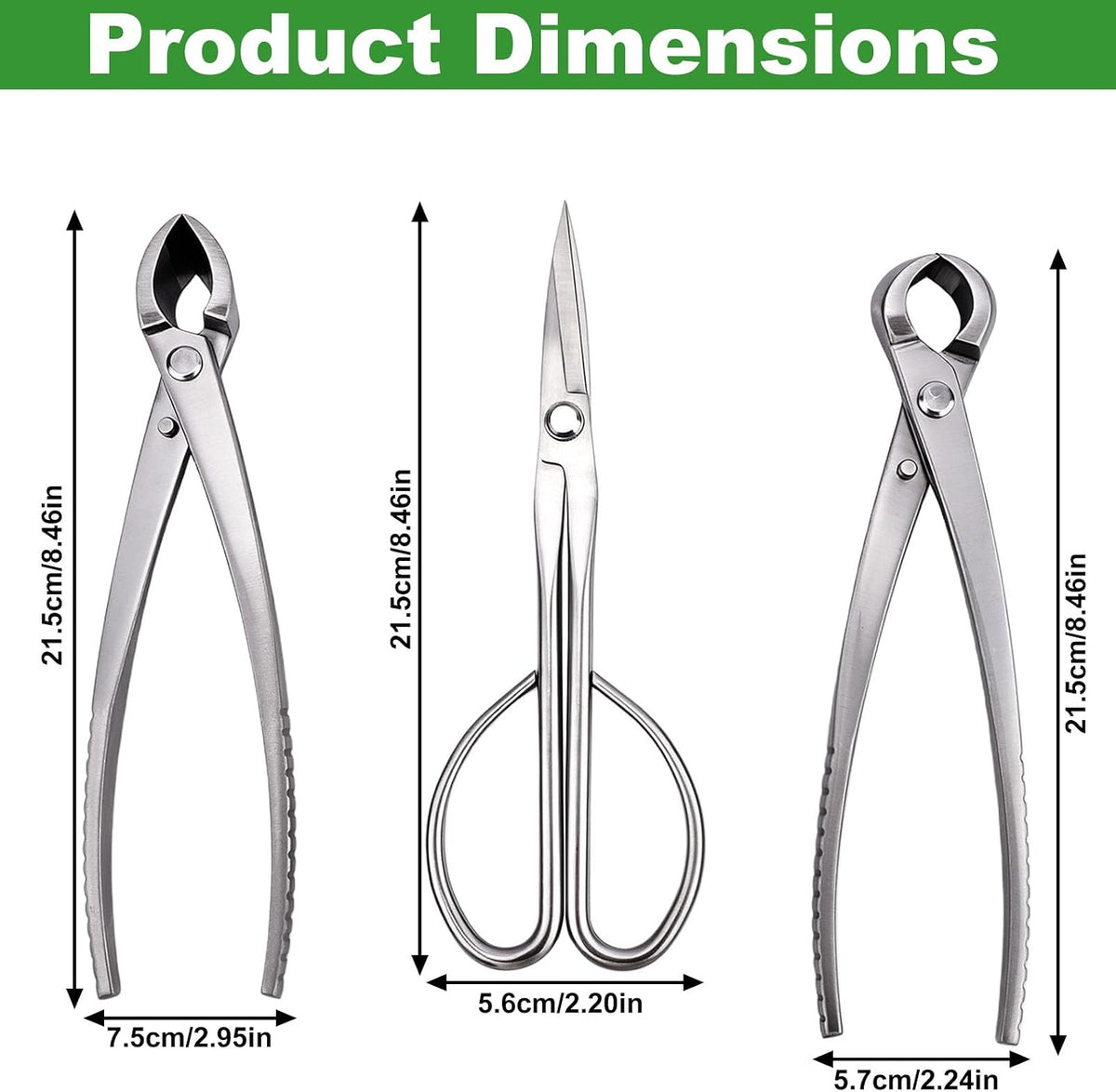3pcs Bonsai Tool, Professional Stainless Steel Bonsai Trimming Kit with Knob ...