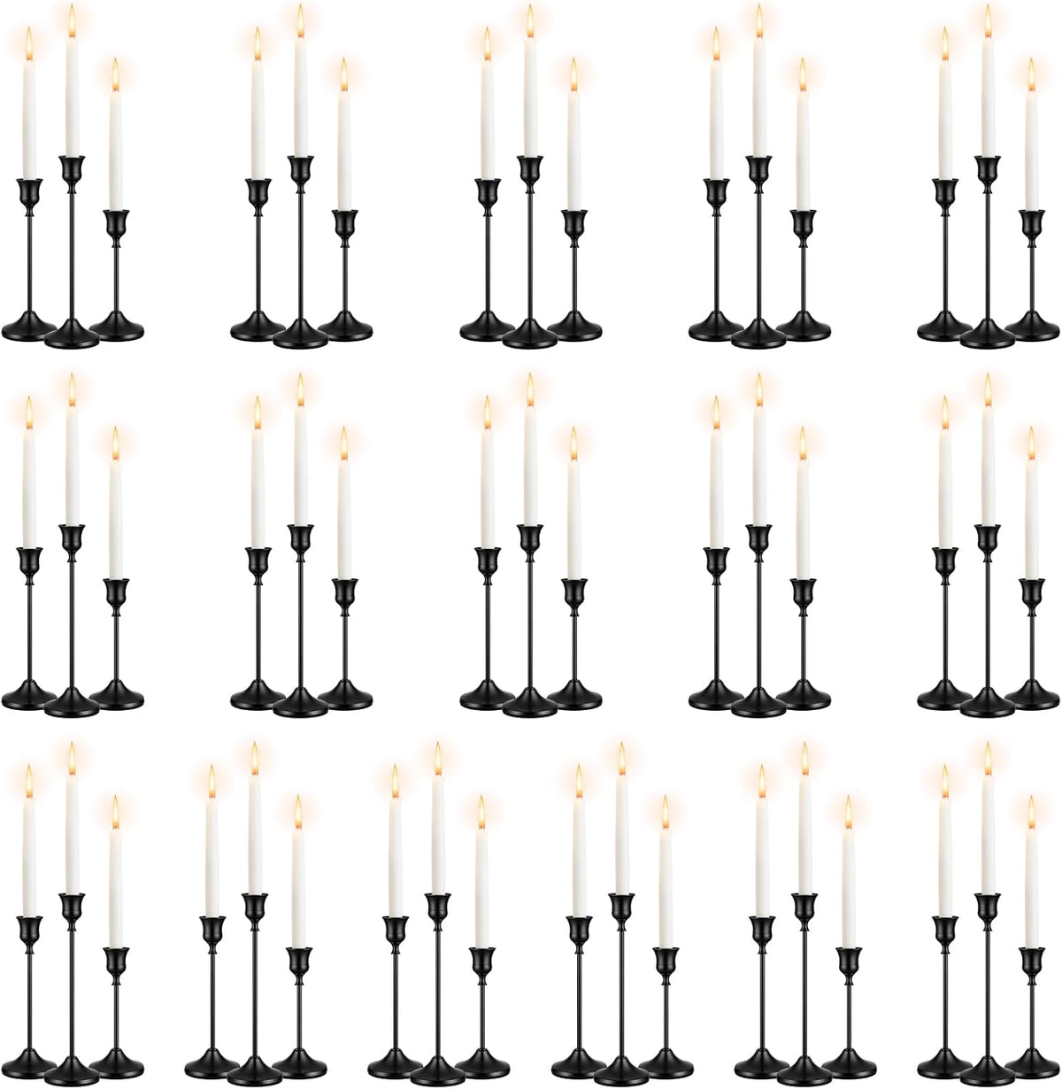 48 PCS Black Metal Taper Candle Holders Set,Brass Vintage Metal Candlestick