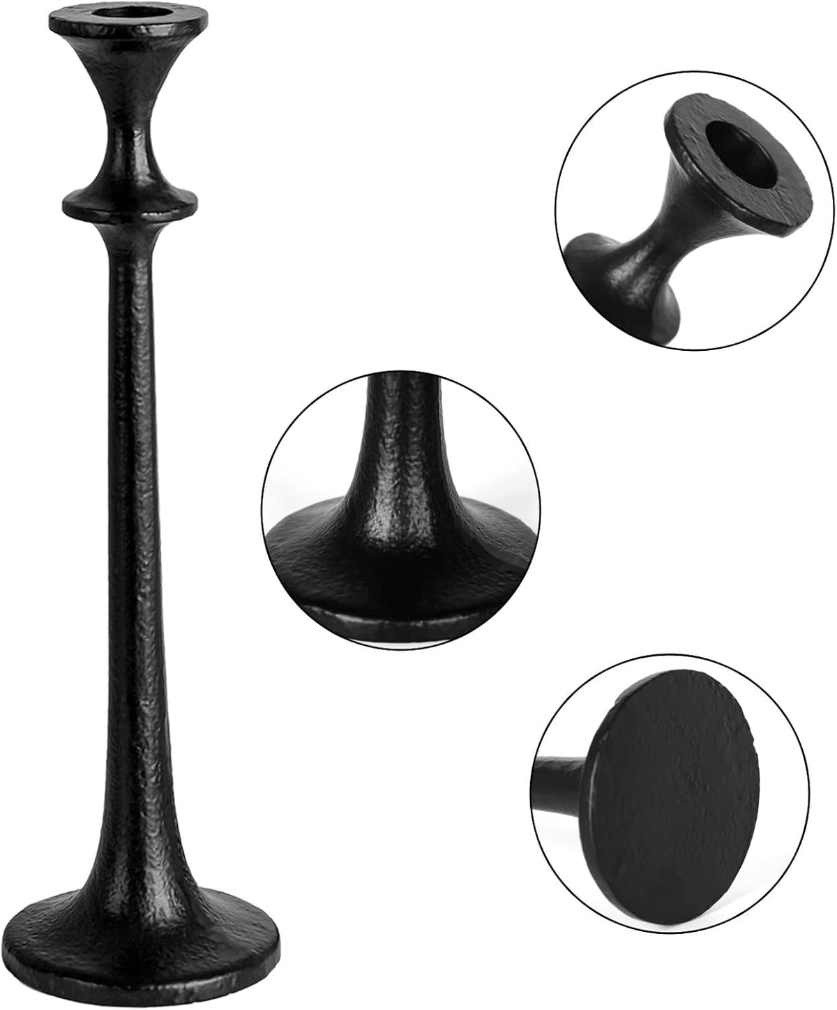 Black Iron Taper Candle Holder - Set of 3 Decorative Candle Stand