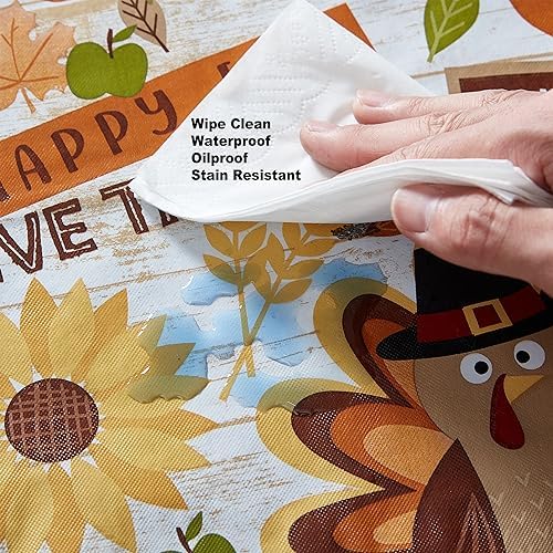 Newbridge Happy Thanksgiving Turkey 60x120 Inch Rectangle Vinyl Tablecloth
