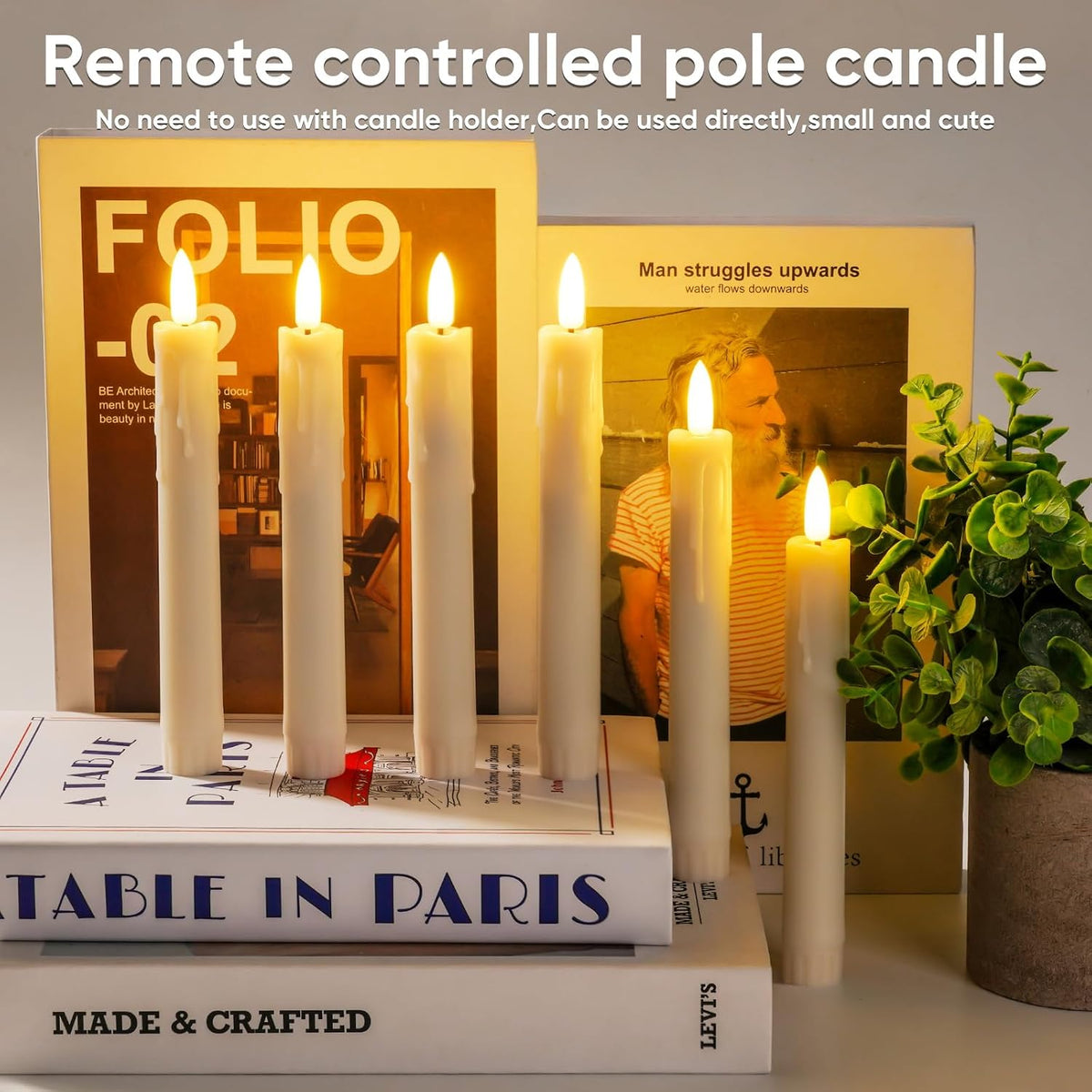 Homemory 7 Inches Flameless Taper Candles with Remote Timer, Short Led Candle...