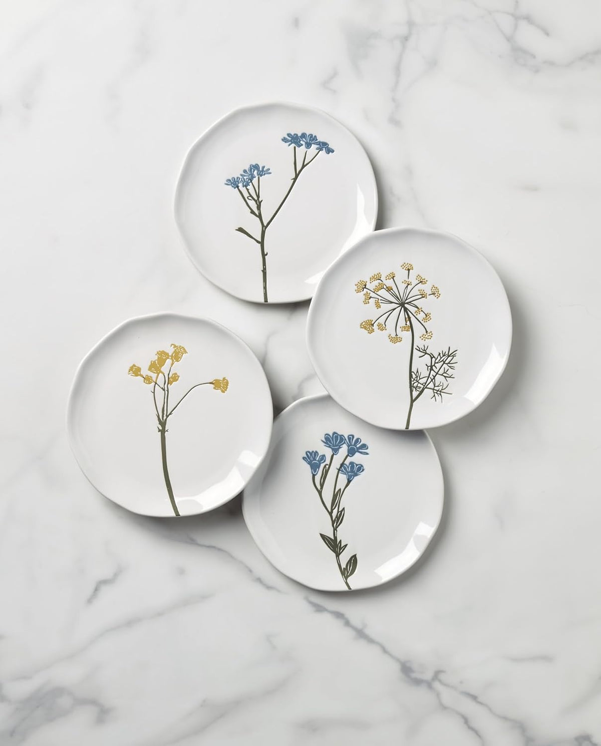 Lenox Wildflowers Tidbit Plate Set for 4, Small 6" Appetizer Plates 4-Piece