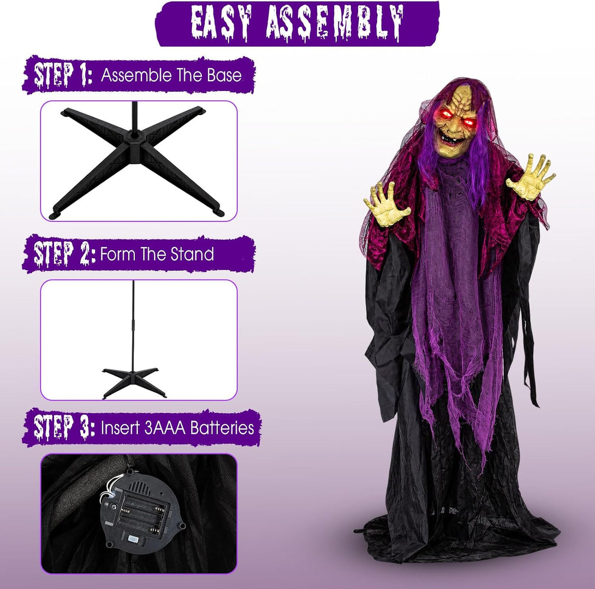 5FT Animated Witch Halloween Indoor Outdoor Decoration